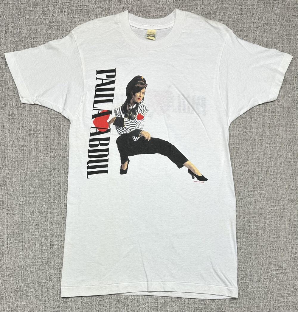 Vintage Paula Abdul Shirt Fit S Heart Portrait Double Sided 1990 Ireland Euro
